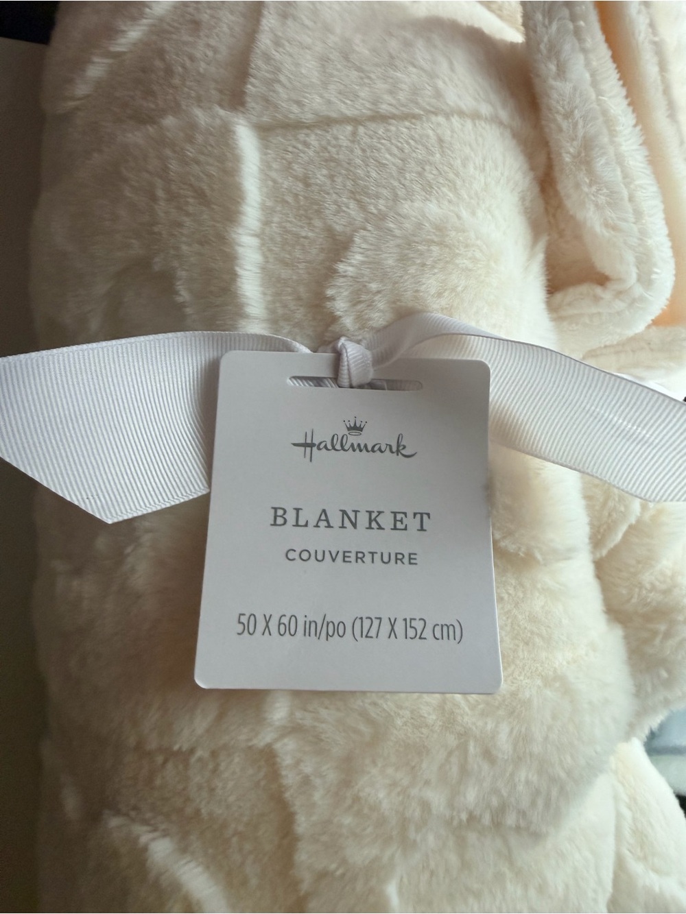 Hallmark Ivory Plush Throw Blanket 50x60 NWT Super Soft